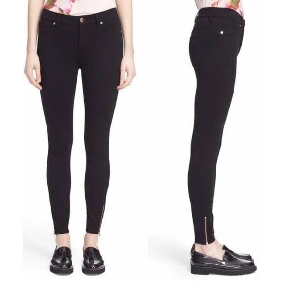 Ted‎ Baker Womens Black Fioni Ankle Zip Stretch Knit Skinny Ponte Jeans Size 4 - Picture 11 of 11